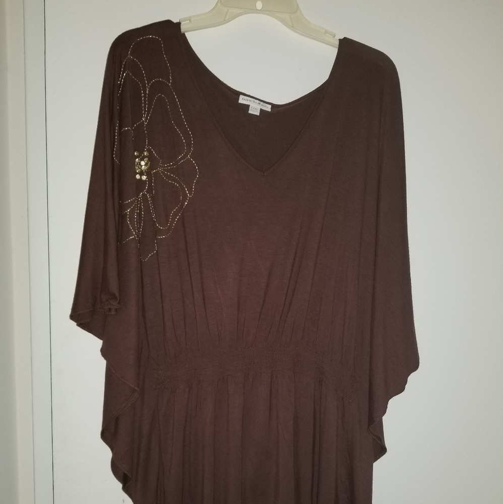 Brown Batwing Blouse